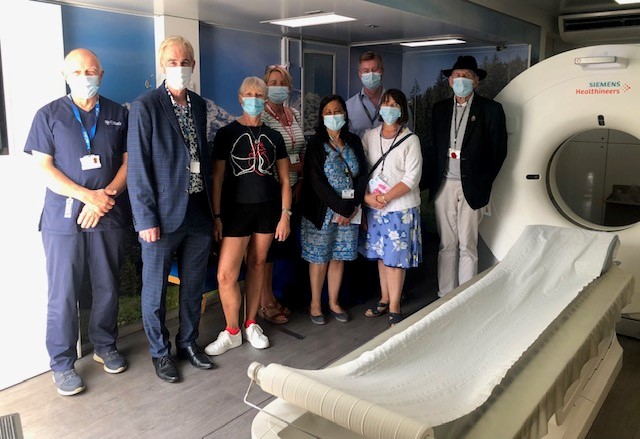 Southend lung health check team with the CT scanner